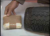 Packet of drugs removed from the tire